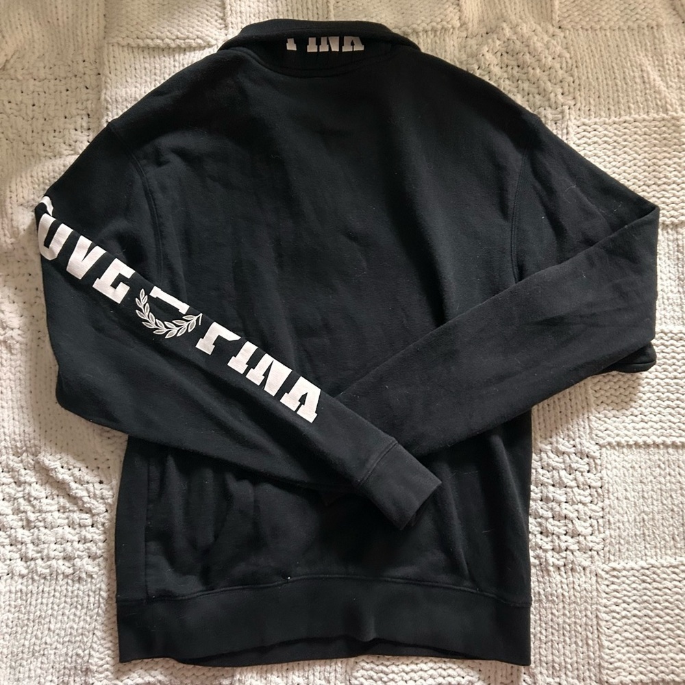 Victoria’s Secret Pink Black Quarter Zip  Sweatshirt “LOVE PINK” - Picture 2 of 5